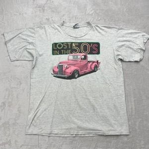 Vintage Mens Single Stitch Hot Rod T Shirt Lost In The 50s XL Gray Volunteer USA